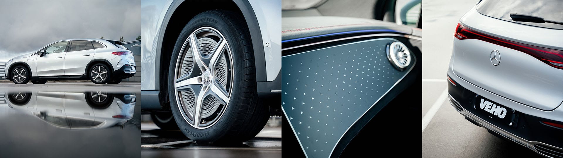 Mercedes-Benz EQE SUV-mallin yksityiskohtakuvia.