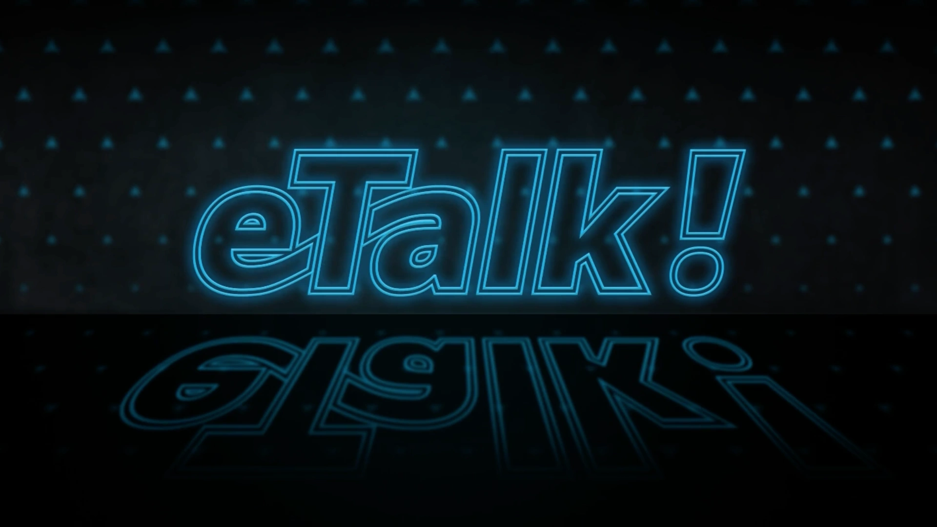 Sininen eTalk!-logo mustalla taustalla.