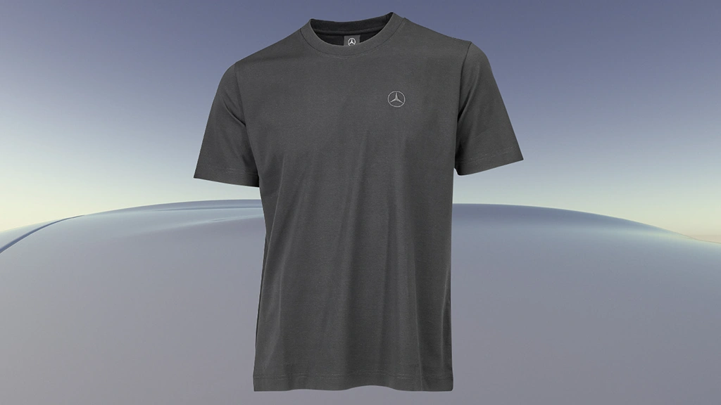 Mercedes-Benz luomupuuvillainen musta unisex t-paita mustalla brodeerauksella.